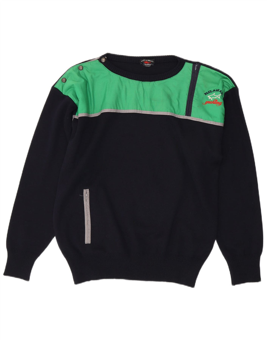 Paul & Shark Herre Zip Neck Jumper Sweater Medium Navy Blue Virgin Wool