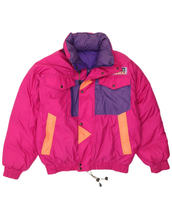 Norge Vendbar skijakke med hætte til mænd UK 38 Medium Pink Colourblock
