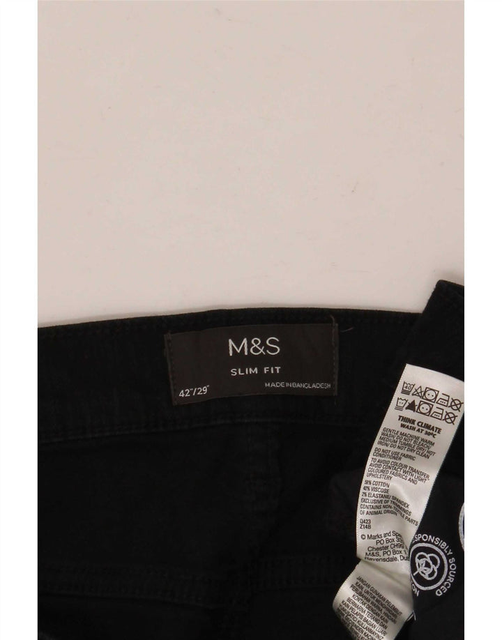 Marks & Spencer Herre Slim Jeans W42 L29 Sort Bomuld