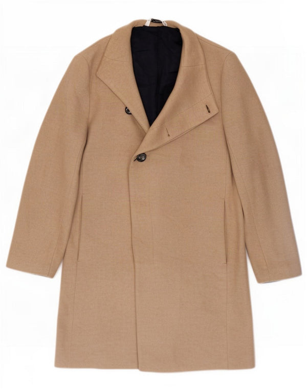 Zara Herre Overfrakke UK 40 Stor Beige Polyamid