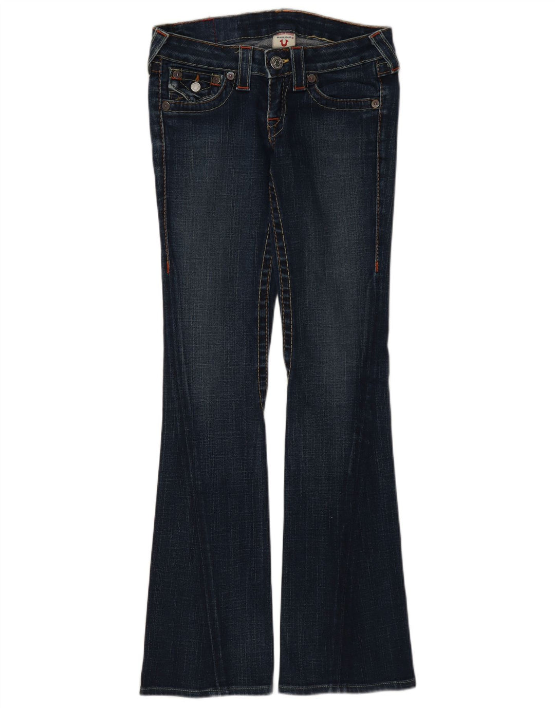 True Religion Dame Jeans med lav talje, fladt W25 L31 blå bomuld