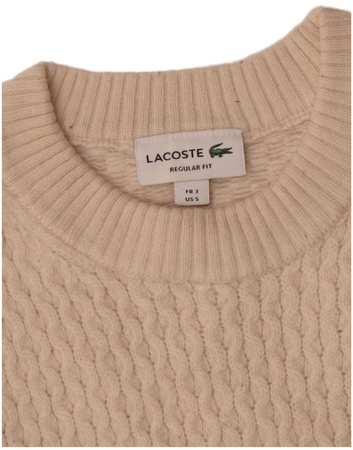 Lacoste Herre Regular Fit Crew Neck Jumper Sweater Størrelse 3 Small Off White