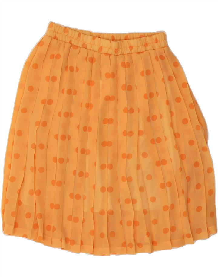 VINTAGE Womens Pleated Skirt Medium W28  Orange Polka Dot Viscose Vintage Vintage and Second-Hand Vintage from Messina Hembry 