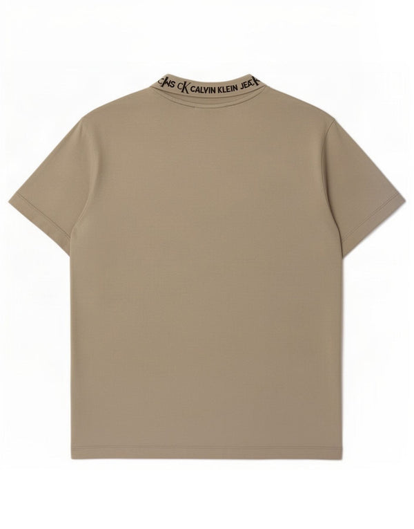 Calvin Klein Jeans Herre grafisk T-shirt Top Stor Khaki Bomuld