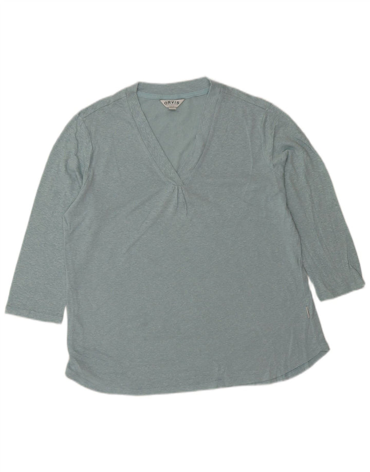 ORVIS Dame Oversized Top 3/4 ærme UK 10 Small Blue