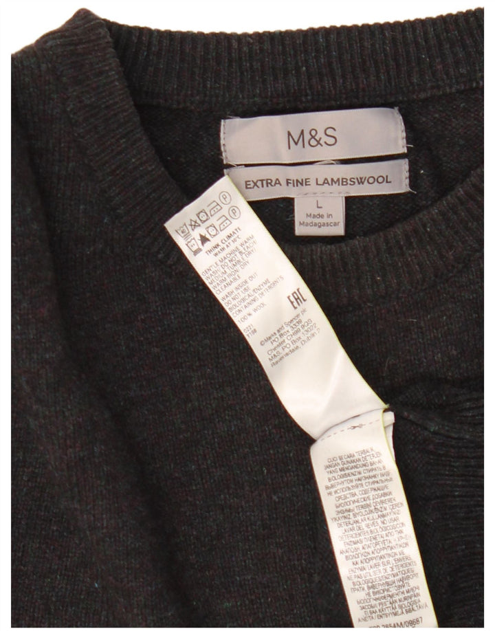 Marks & Spencer Herre sweater med rund hals, stor sort uld