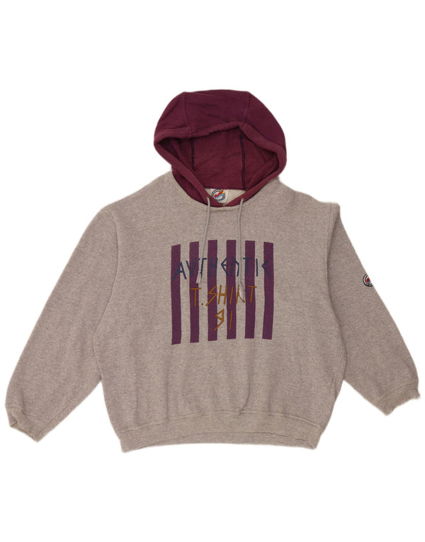 L'Equipe Dame Grafisk Loose Fit Hættetrøje Jumper UK 20 2XL Grå Bomuld