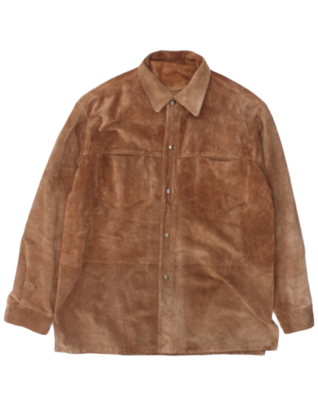 Vintage herre-overshirt ruskindsskjorte IT 52 Stor brunt læder
