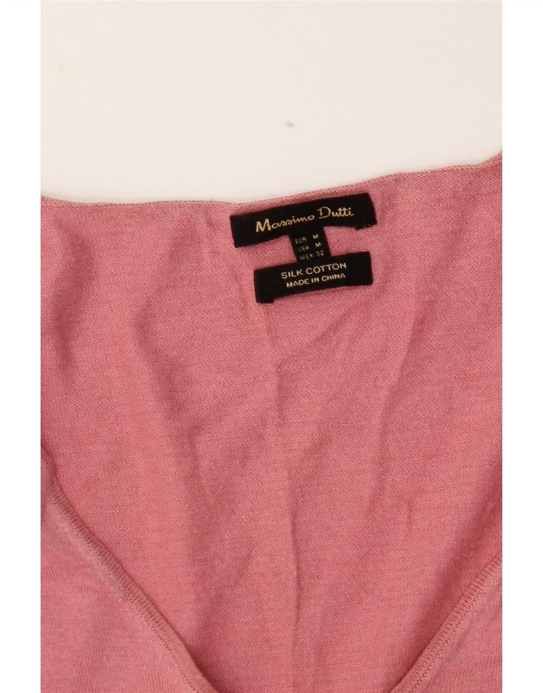 Massimo Dutti Dame V-hals sweater UK 12 Medium Pink Silke