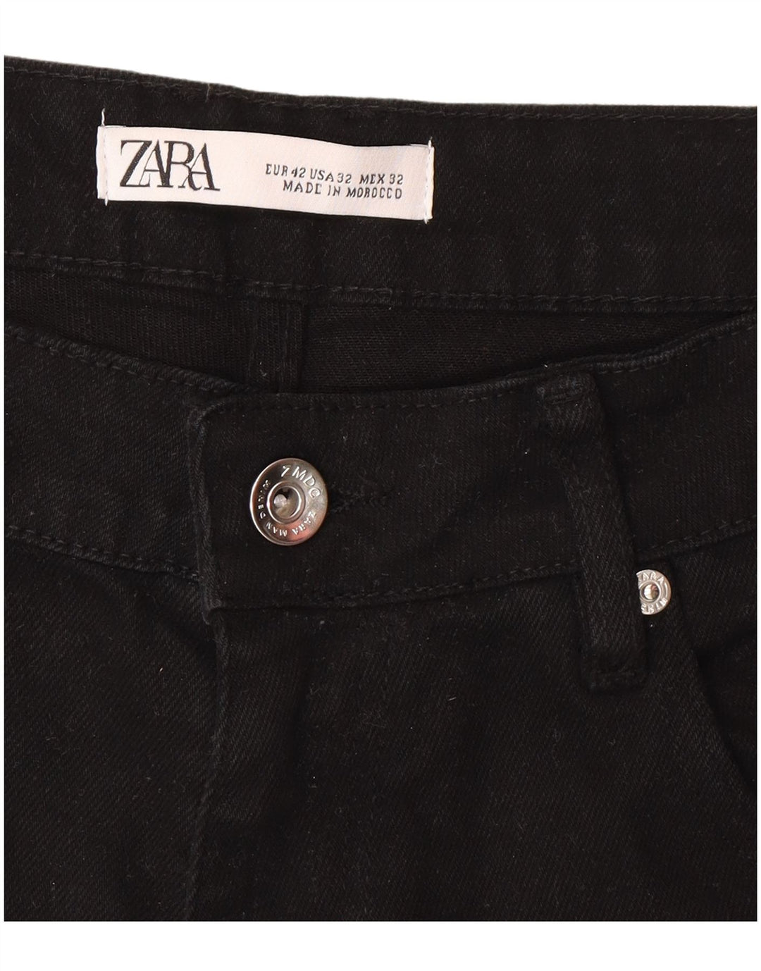 Zara Herre Denim Shorts EU 42 Large W32 Sort Bomuld