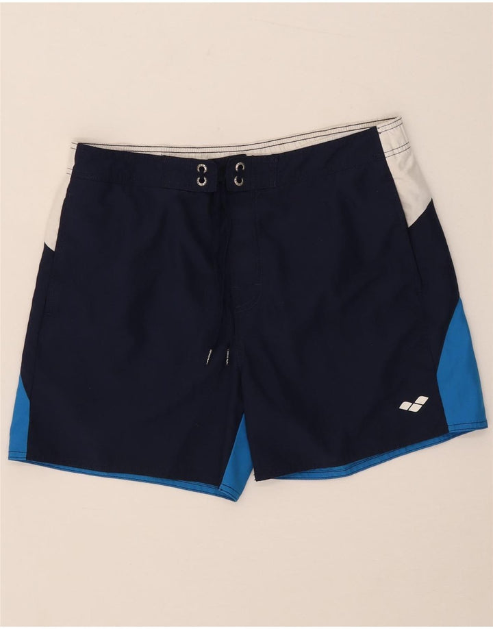 Arena Grafiske svømmeshorts til mænd Medium Navy Blue Colourblock