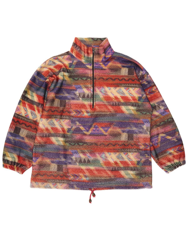 VINTAGE Dame Oversized Fleece Jumper UK 14 Medium Flerfarvet