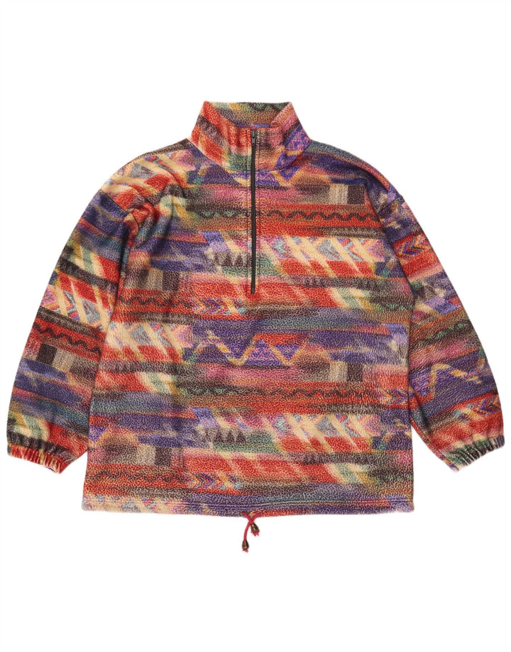 VINTAGE Dame Oversized Fleece Jumper UK 14 Medium Flerfarvet