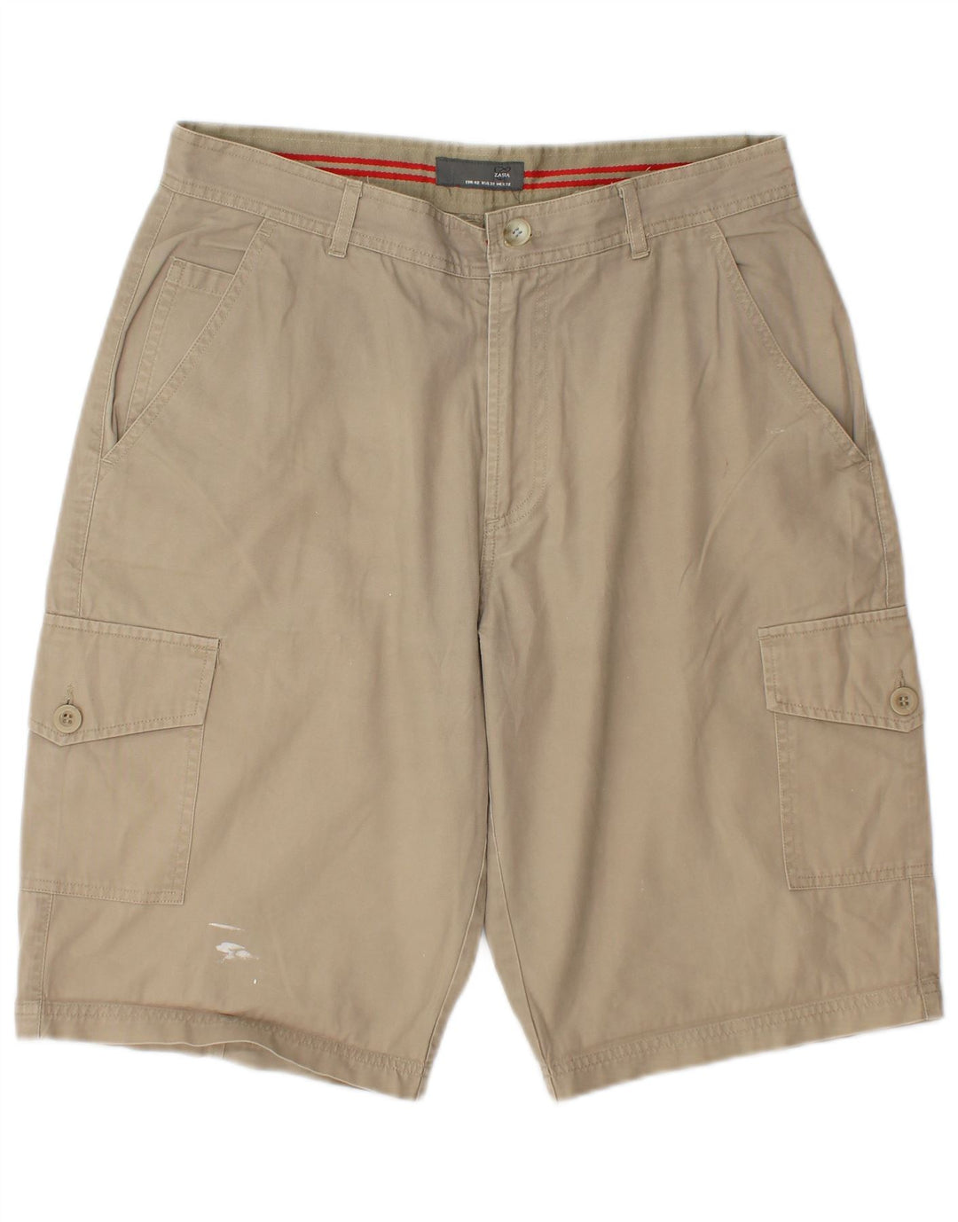 Zara Herre Cargo Shorts EU 42 Large W32 Beige Bomuld