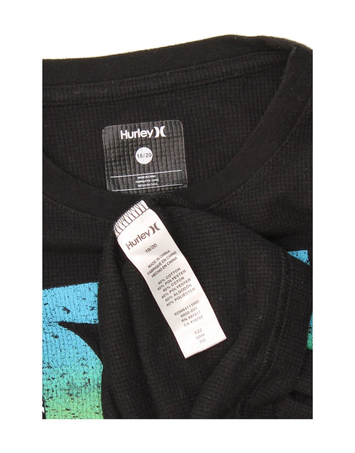 HURLEY Boys Graphic Top Long Sleeve 15-16 Years Black Cotton Vintage Hurley and Second-Hand Hurley from Messina Hembry 
