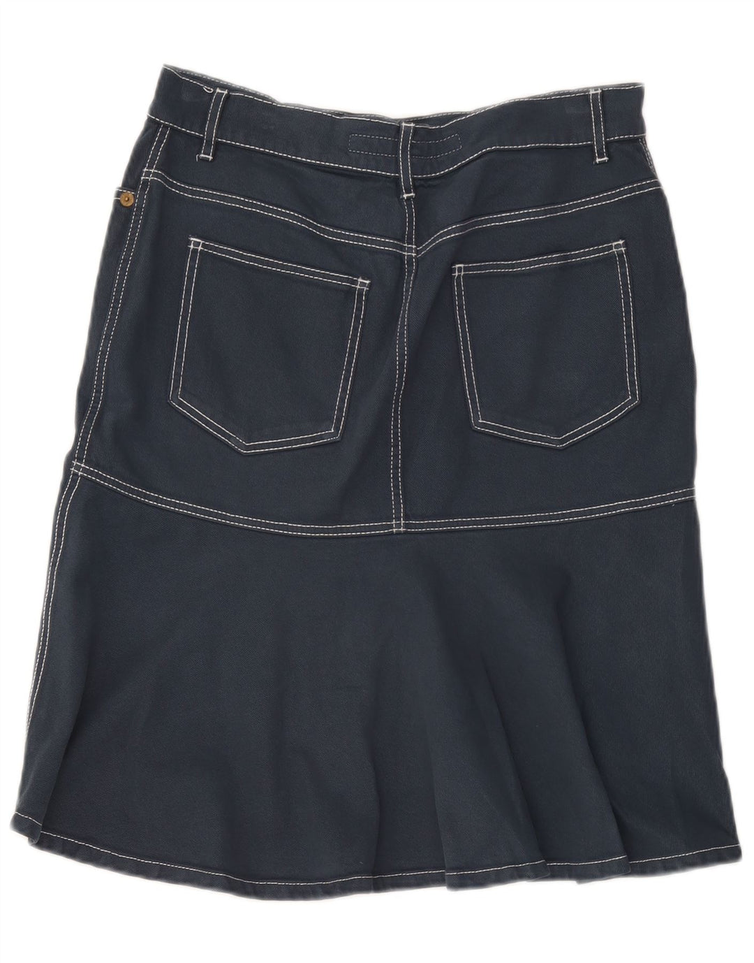 Escada Dame Denim A-Line Nederdel IT 40 Lille W32 Marineblå Bomuld