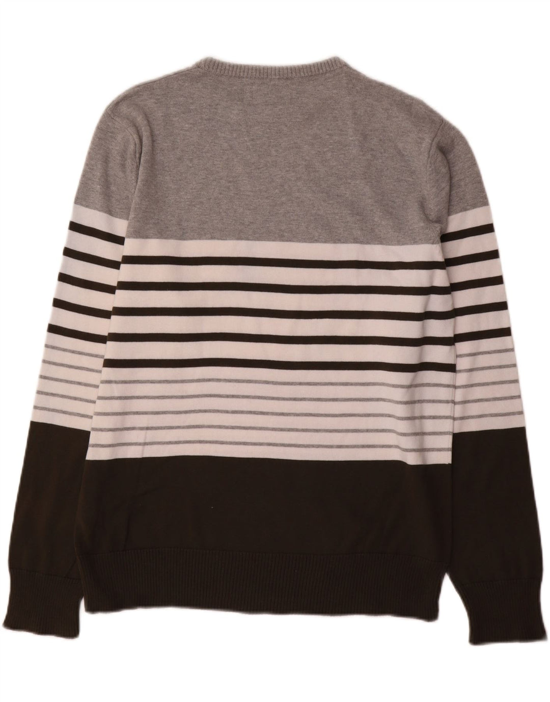 Kappa Herre Boat Neck Jumper Sweater Stor grå stribet bomuld