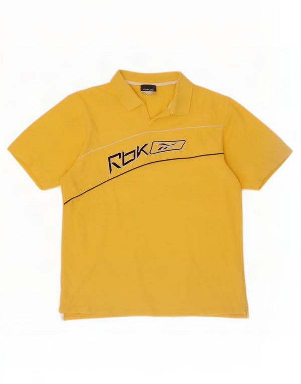 Reebok Herre grafisk poloshirt Stor gul bomuld
