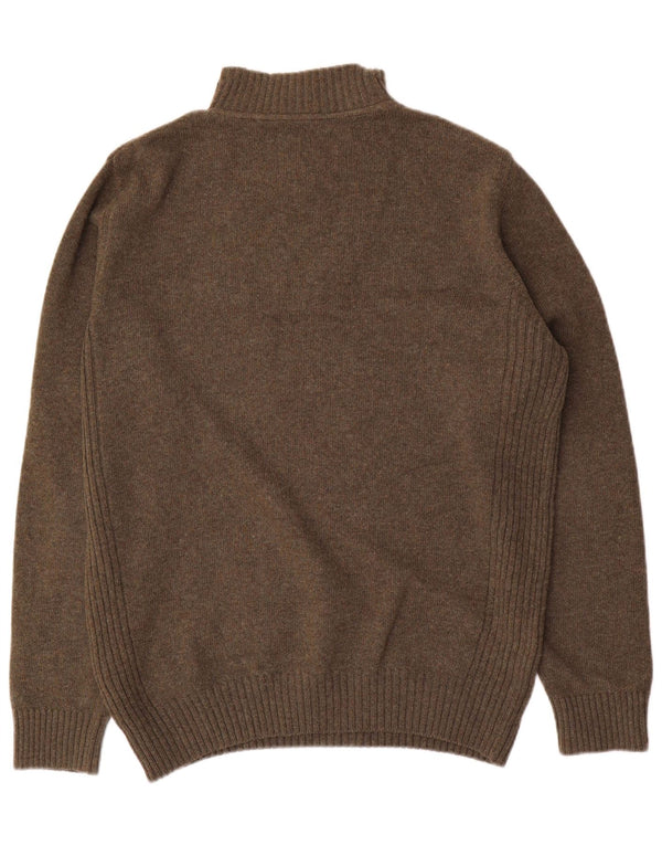 Barbour Herre Zip Neck Jumper Sweater Large Khaki Wool
