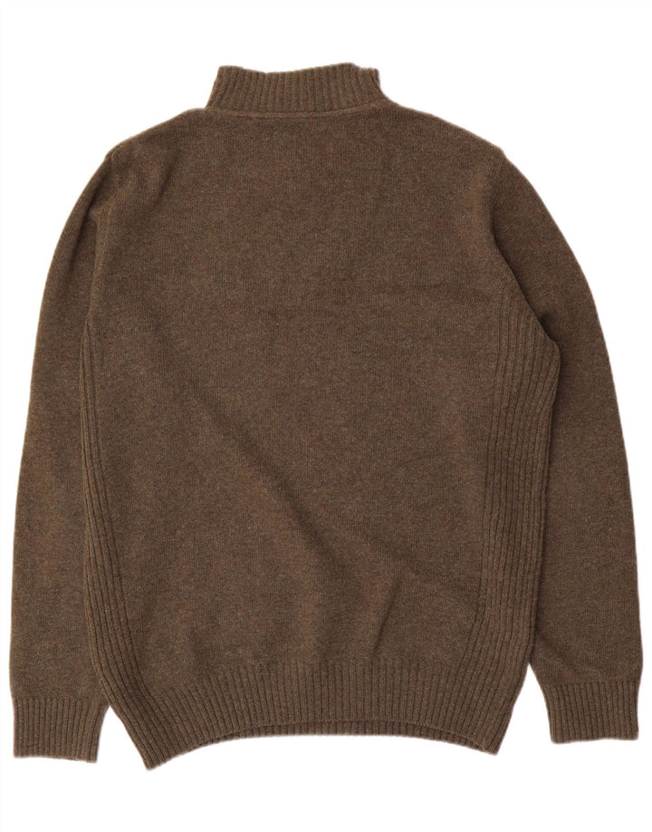 Barbour Herre Zip Neck Jumper Sweater Large Khaki Wool