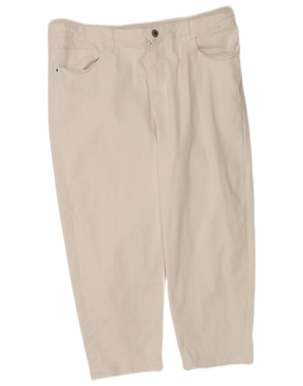 Marks & Spencer Dame Capri Jeans UK 22 3XL W42 L22 Hvid Bomuld