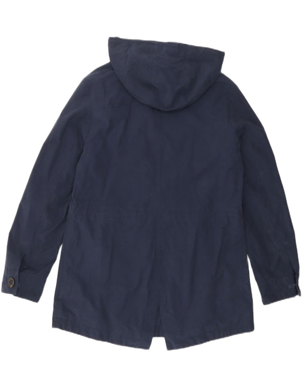 Marks & Spencer Womens Hooded Utility Jacket UK 12 Medium Navy Blue Cotton