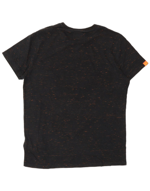 SUPERDRY Herre T-Shirt Top XL Sort Flecked Bomuld