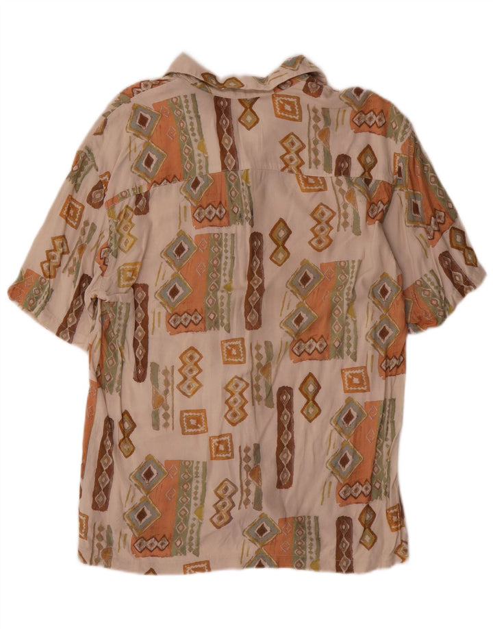 Pull & Bear Kortærmet Herreskjorte XS Beige Geometrisk