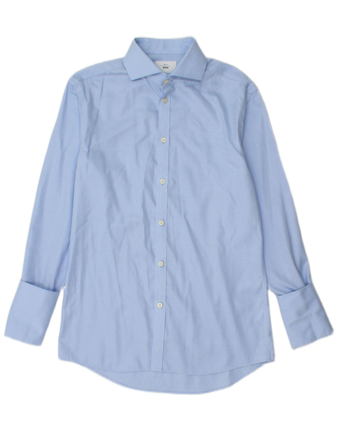 Moss 1851 Herre Slim Fit formel skjorte størrelse 38 15 Medium Blue Houndstooth