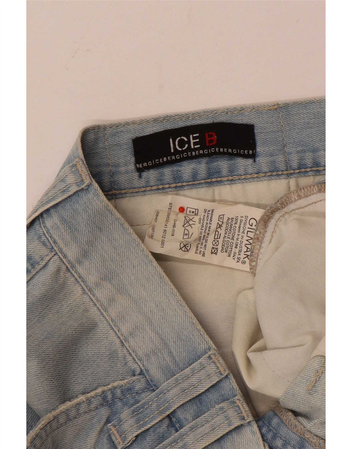 Iceberg Herre Cargo Denim Shorts W36 Stor Blå Bomuld