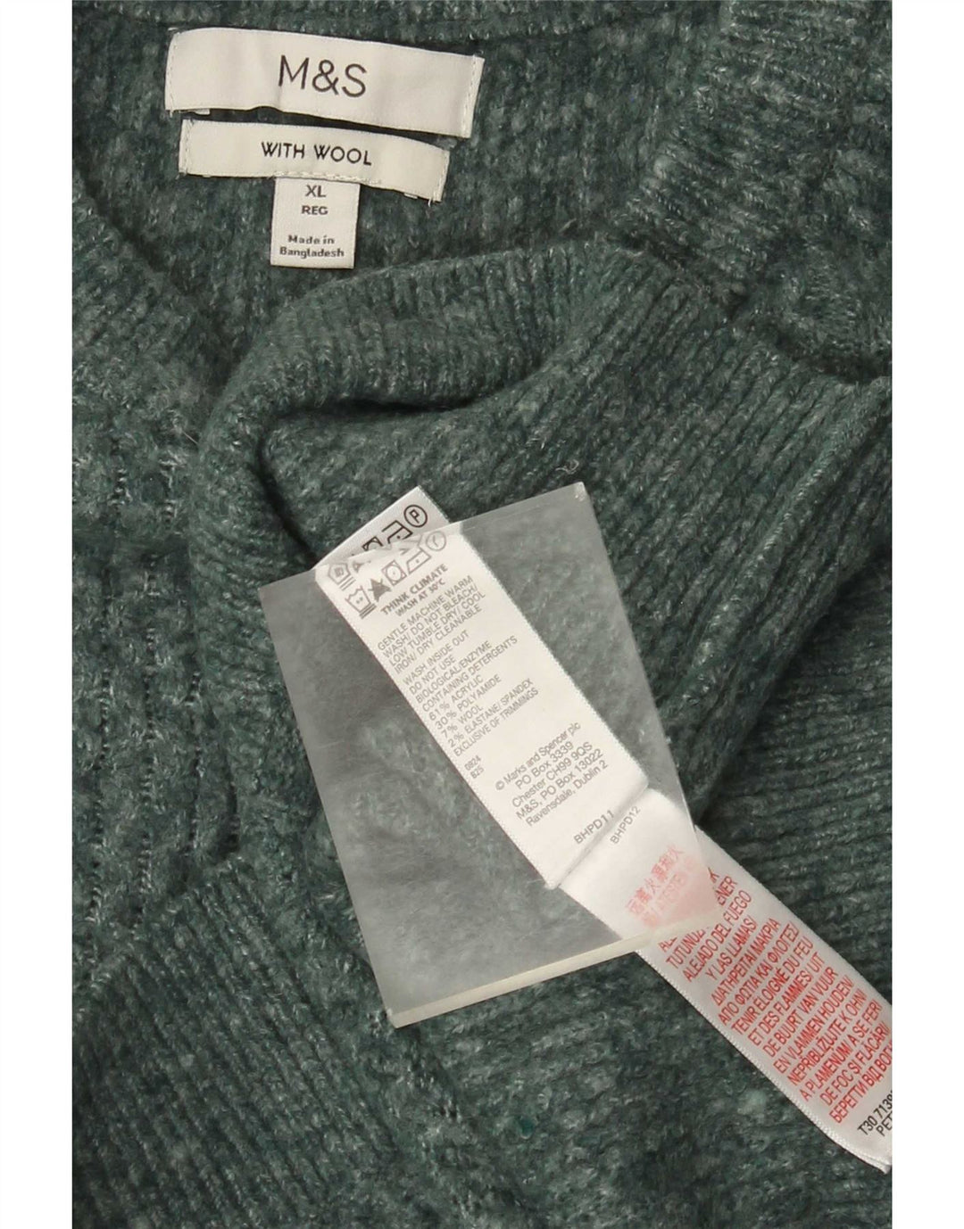 Marks & Spencer Herre sweater med rund hals XL Grøn Akryl