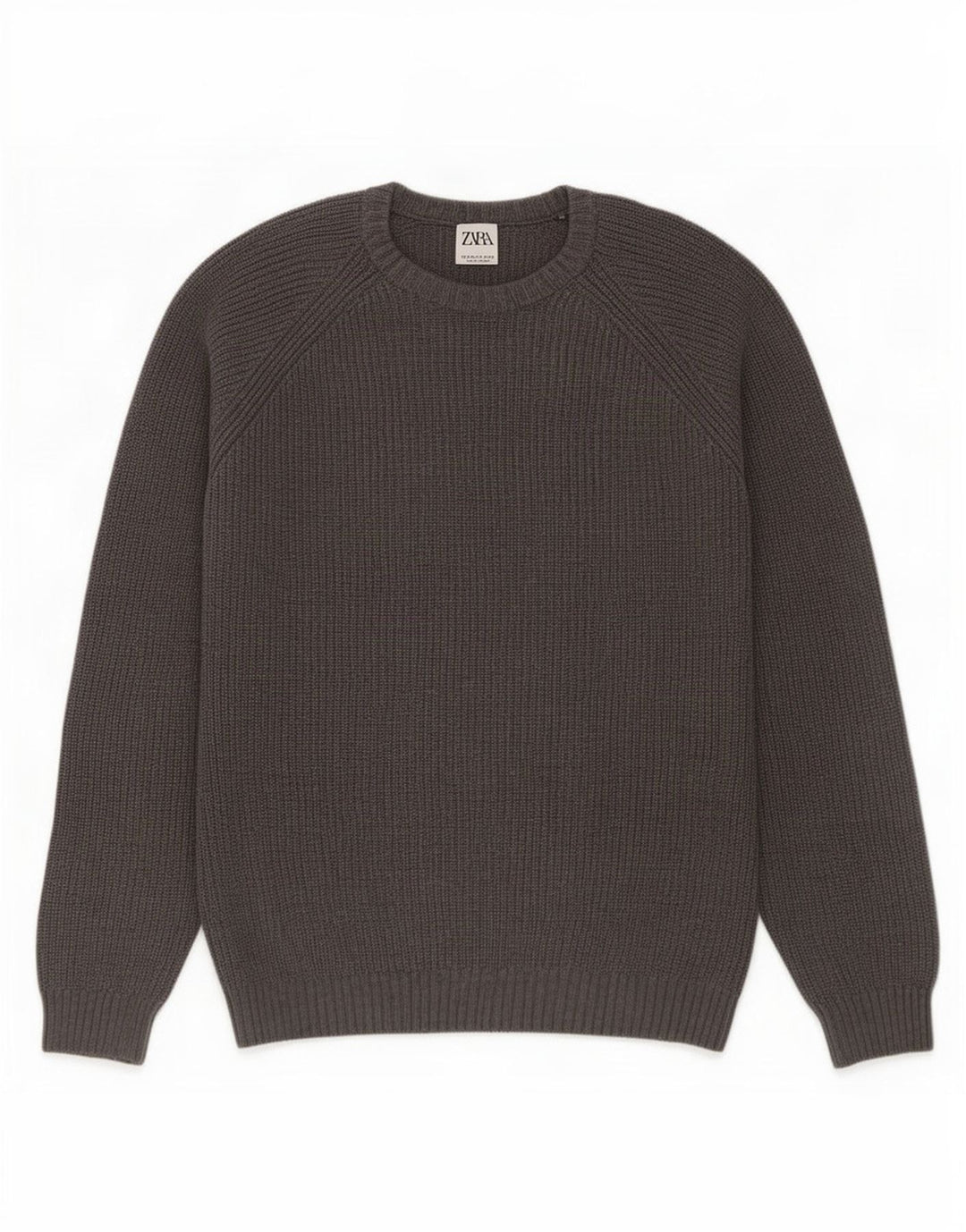 Zara Herre sweater med rund hals, mellemgrå bomuld
