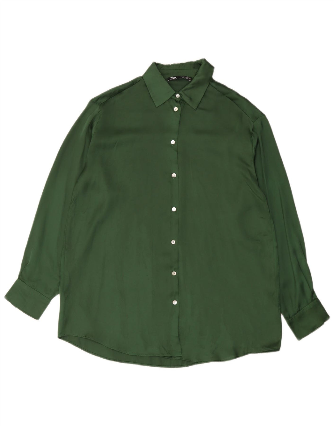 Zara Oversized skjorte til kvinder UK 10 Lille grøn polyester