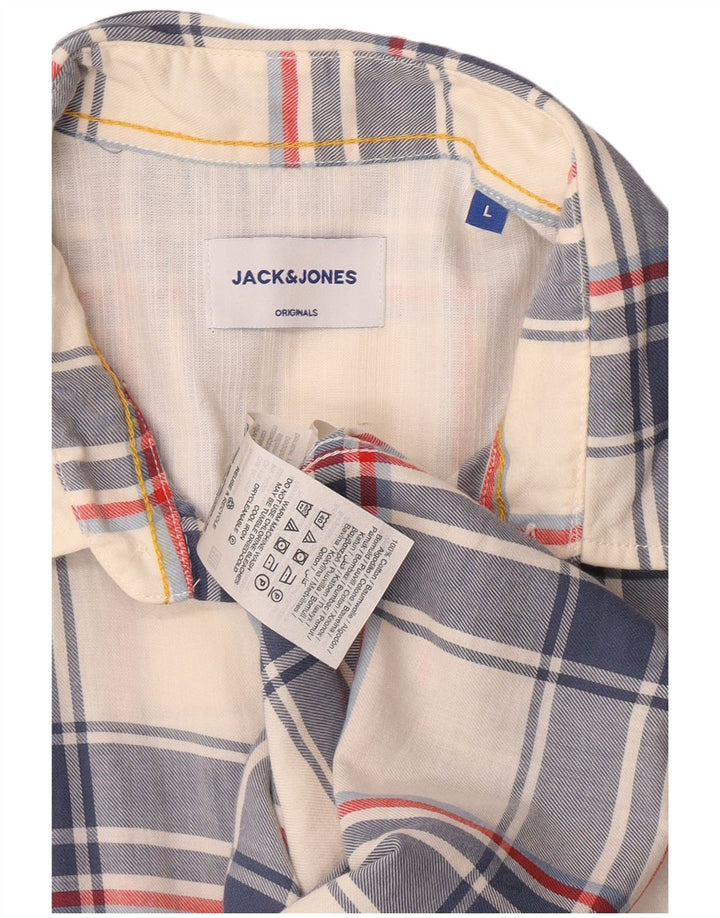 Jack & Jones Kortærmet Herreskjorte Stor blå ternet bomuld
