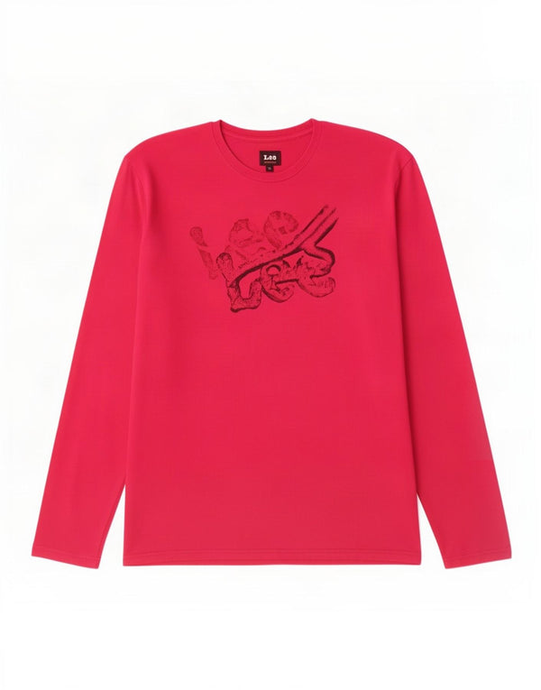 Lee Dame Grafisk Top Langærmet UK 18 XL Pink Bomuld
