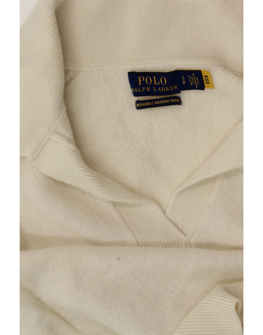POLO RALPH LAUREN Dame Polo Neck sweater UK 10 Small Off White