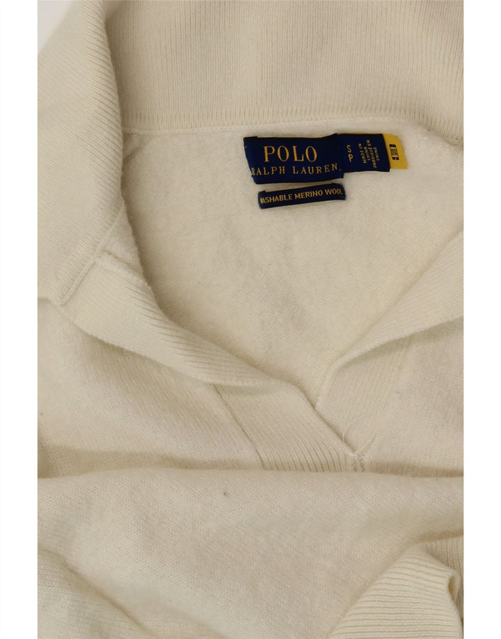POLO RALPH LAUREN Dame Polo Neck sweater UK 10 Small Off White