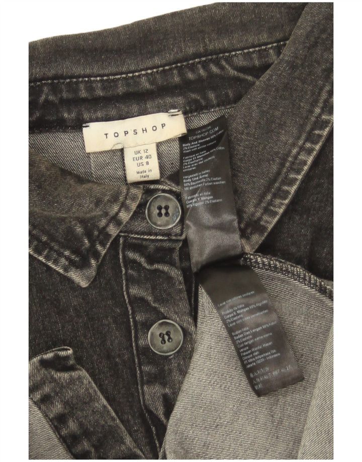 Topshop Dame Denim Shirt UK 12 Medium Grey Bomuld