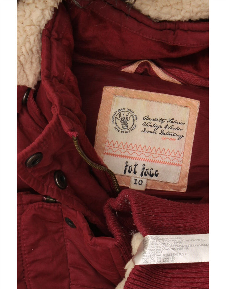 FAT FACE Dame Oversized hætte polstret Gilet UK 10 Small Maroon Polyester