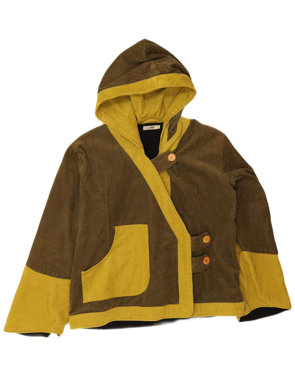 Coline Dame Hooded Corduroy Jacket UK 16 Large Khaki Colourblock