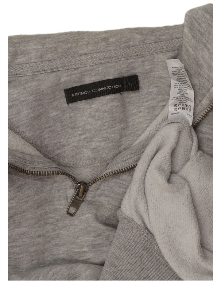 FRANSK FORBINDELSE Herre Zip Neck Sweatshirt Jumper Lille Grå Flecked