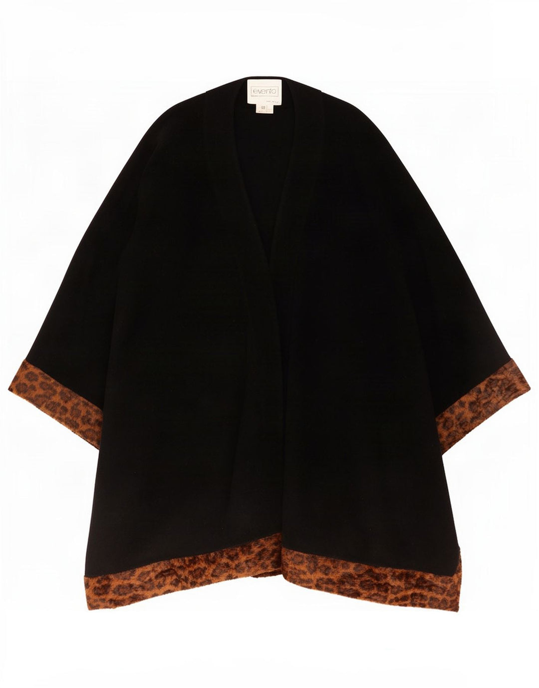 Vintage Dame Cape Coat IT 42 Medium Black Animal Print Uld