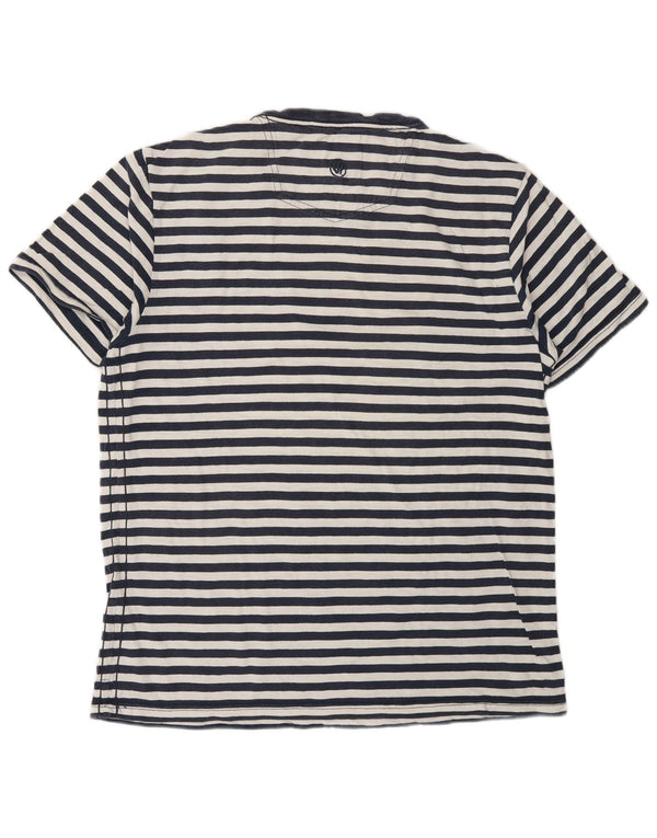 Fat Face Herre T-Shirt Top Medium Marineblå Nålestribet bomuld