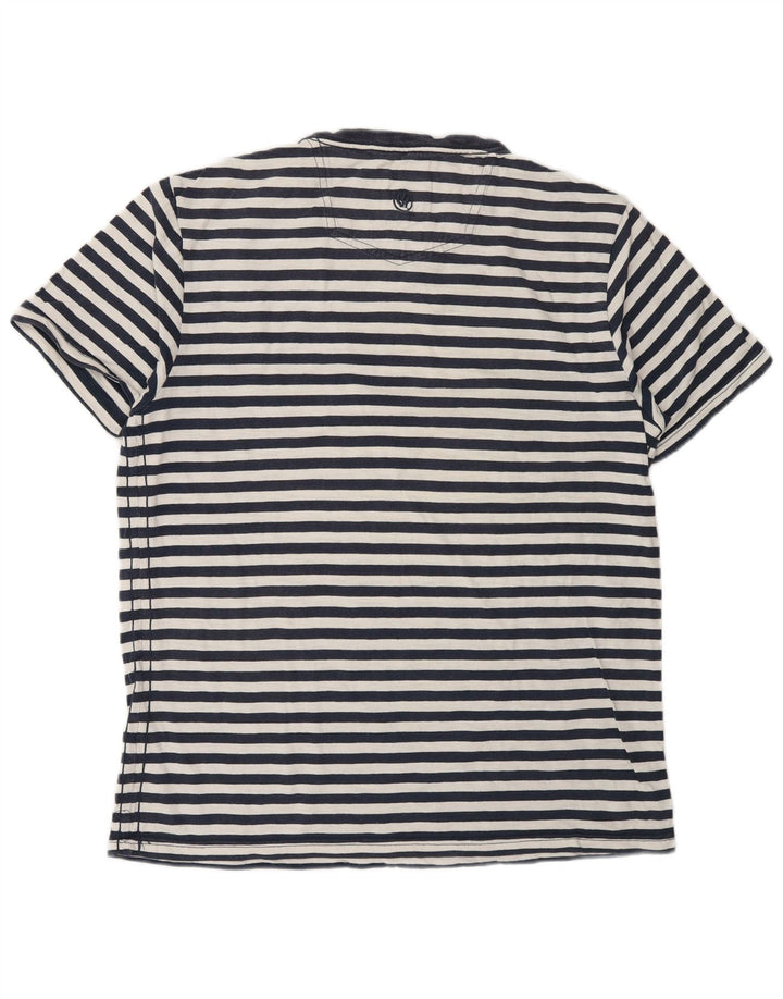Fat Face Herre T-Shirt Top Medium Marineblå Nålestribet bomuld