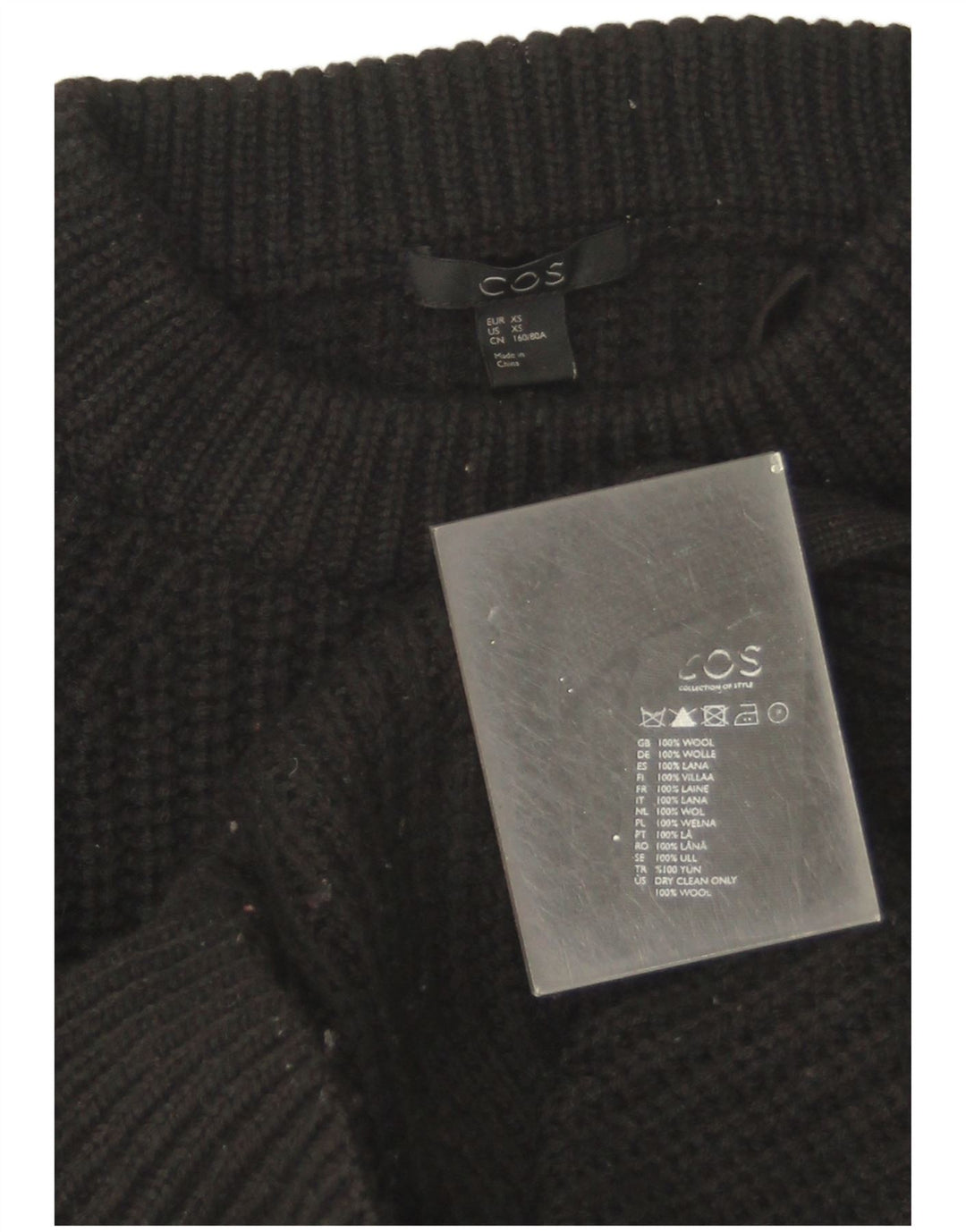 Cos Herre sweater med rund hals XS sort uld