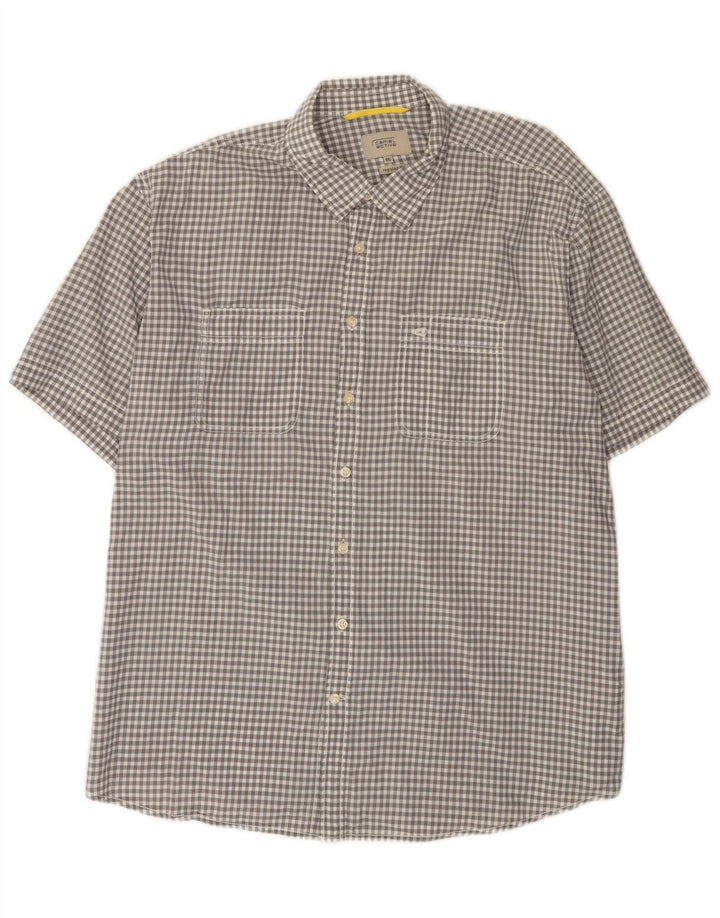 Camel Active Herre kortærmet Regular Fit skjorte 2XL Grå Gingham Bomuld