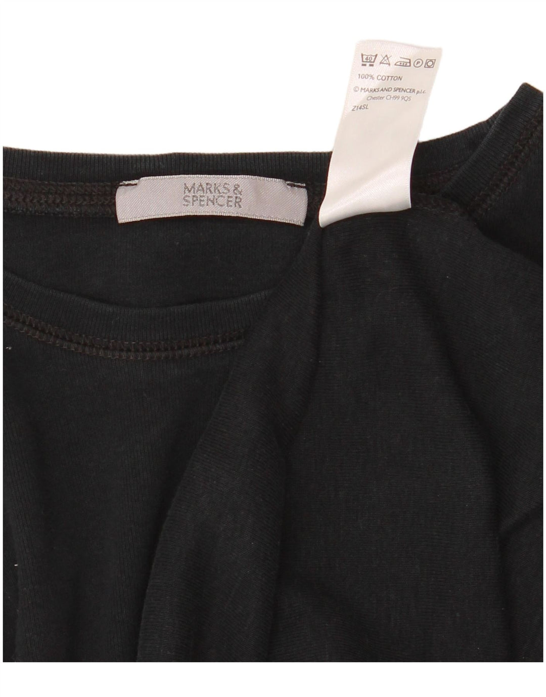 Marks & Spencer Dametop Langærmet UK 8 Small Black Bomuld