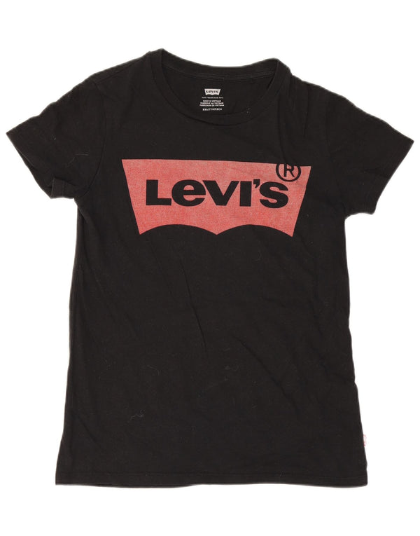 Levi's Dame Grafisk T-Shirt Top UK 2 2XS Sort