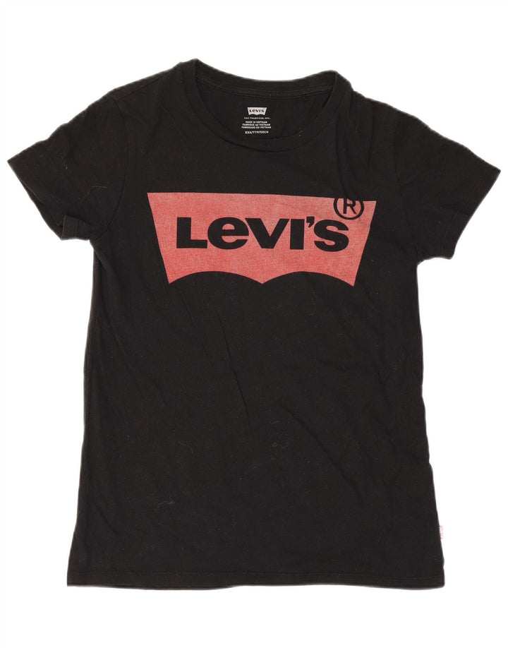 Levi's Dame Grafisk T-Shirt Top UK 2 2XS Sort
