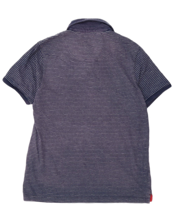 Joules Herre Slim Fit Polo Shirt Large Navy Blue Pinstripe Bomuld